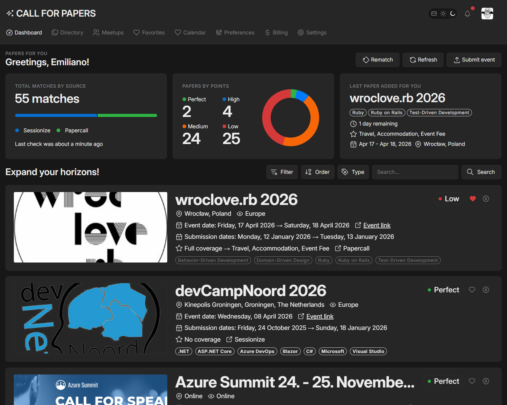 CallForPapersAI Dashboard