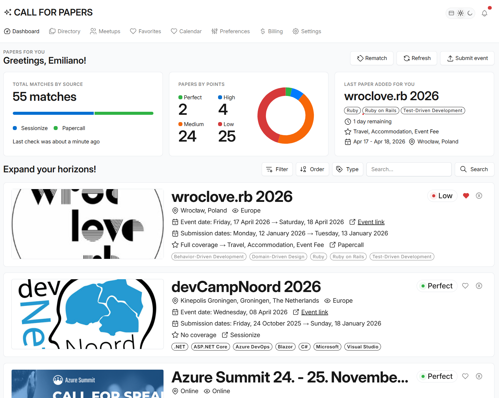 CallForPapersAI Dashboard
